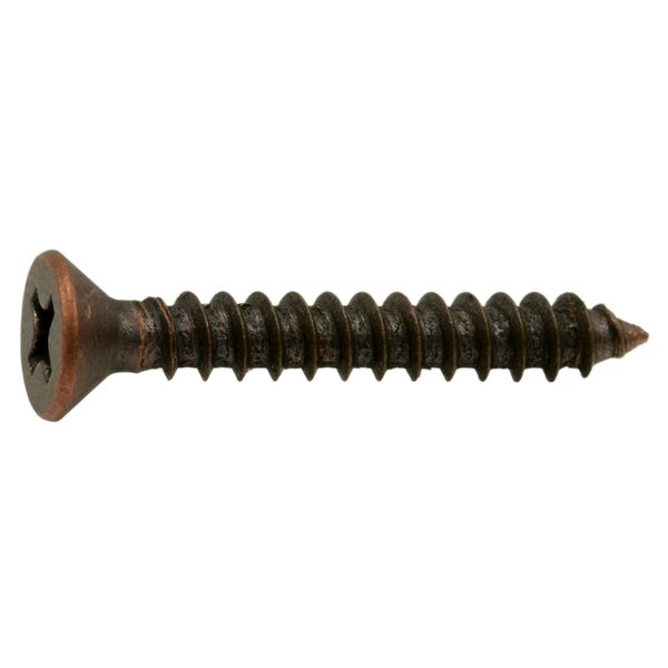 Midwest Fastener Sheet Metal Screw, #6 x 1 in, Bronze Steel Flat Head Phillips Drive, 30 PK 63284